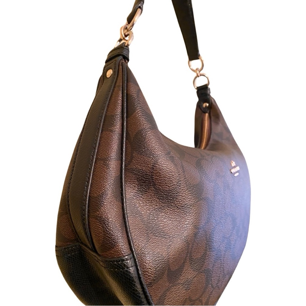 Coach Harley East West Hobo Shoulder Bag Signature Black Brown Gold F38267 - Picture 5 of 16